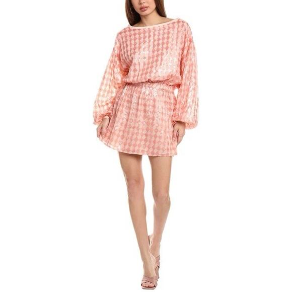 Chaser Dresses & Skirts - NWT Chaser Mini Dress Checkered Pink Sequin Women’s Small Party Cocktail Club